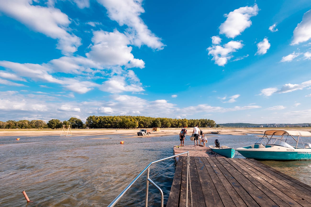 Arriving at the island by boat